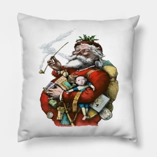 Vintage Style Colored Ink Illustration Of Santa Claus Pillow