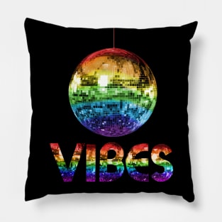 70s Rainbow Pride Disco Ball Vibes Pillow