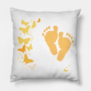 Baby foot prints with butterfly newborn baby Pillow