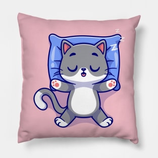 Cute Cat Sleeping On Pillow Cartoon Pillow