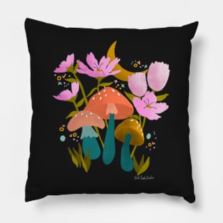 Mushrooms and Flowers Pillow