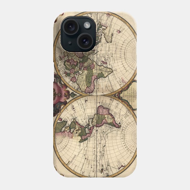 Vintage Map of The World (1720) Phone Case by Bravuramedia