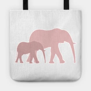 Pink Elephant Family - Mama Elephant & Baby Elephant Tote