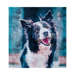 Border Collie Watercolor Artistic Painting T-Shirt