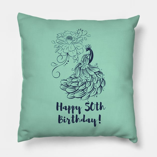 Happy 50th Birthday Pillow by  Suchalee