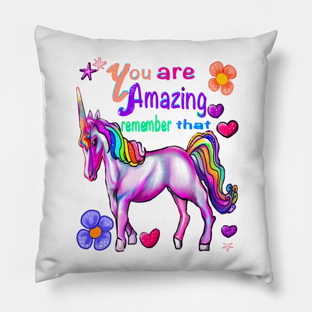 Inspirational motivational affirmation unicorn you are amazing girls inspirational gifts for women Pillow by Artonmytee