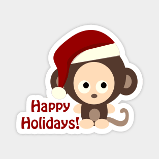 Happy Holidays Santa Monkey Magnet