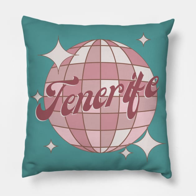 Tenerife Spain Retro Vintage Pillow by Bailamor