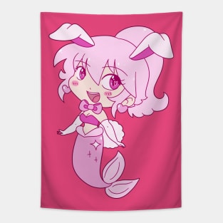 Pink Bunny Girl Mermaid Tapestry