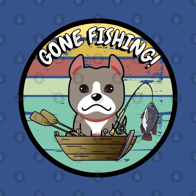 Cute grey dog has gone fishing by Pet Station