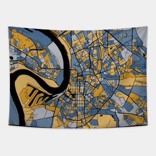 Dusseldorf Map Pattern in Blue & Gold Tapestry