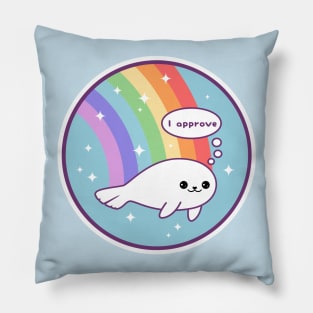 Rainbow Seal of Approval Pillow