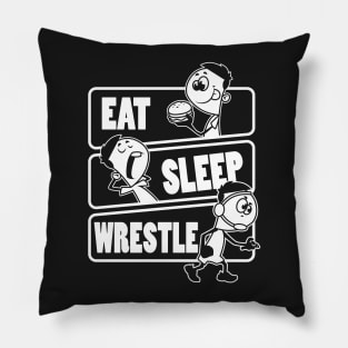 Eat Sleep Wrestle Repeat Funny Wrestling Wrestler graphic Pillow