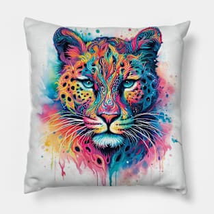 Abstract painting of a wild cougar Pillow