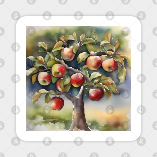 Apple Tree Day - January 6 - Watercolor & Pen Magnet by Oldetimemercan