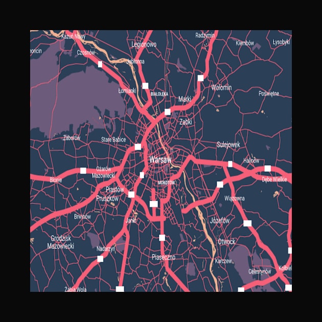 Warsaw colour map by Mapmania