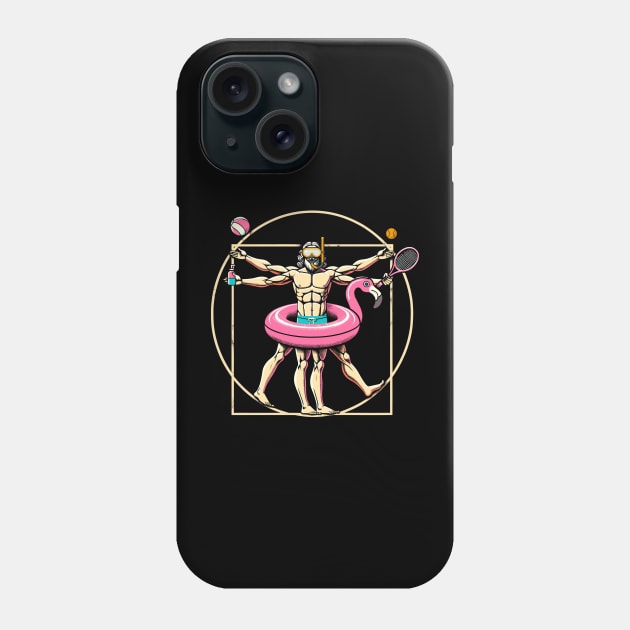 Pool Party Pink Flamingo Vitruvian Man Novelty Funny Summer Phone Case by KsuAnn