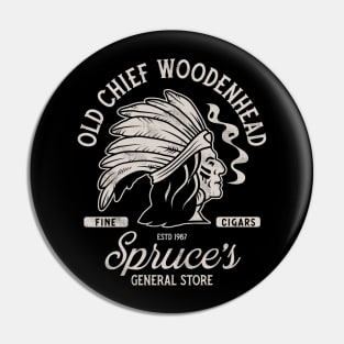 Old Chief Woodenhead Black & White- Stephen King - Vintage Distressed Horror Pin