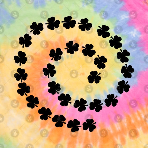 Black Shamrock Spiral St Patricks Day by ellenhenryart