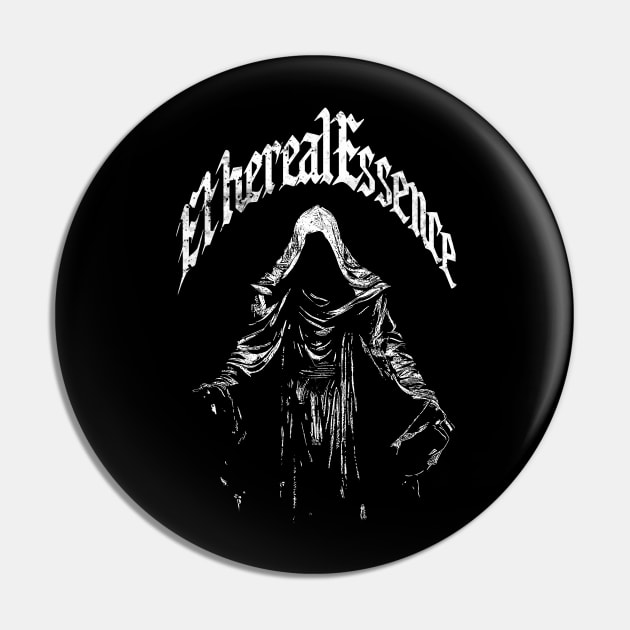 Medieval Cloaked Figure Dark Fantasy White Pin by EtherealEssence