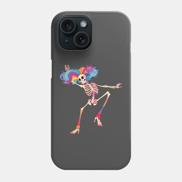 Dancing Skeleton Rainbow Phone Case by Lunatic Bear