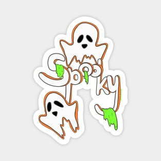 Spooky Ghosts with an orange brim Magnet