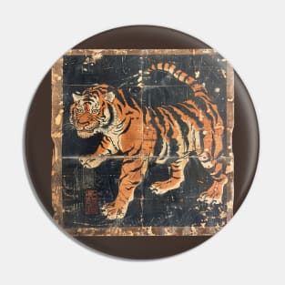 TIGER VINTAGE WOODBLOCK PRINT Pin