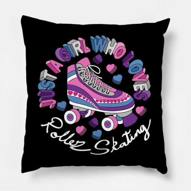 Just A Girl Who Loves Roller Skating Pillow by Designoholic