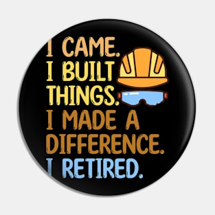 Funny Retired Contractor Handyman I came I retired Pin