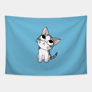 Confused Cat Blue Tapestry