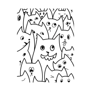 Cartoon Qute Cat Doodle / Cats illustration / Cat line art T-Shirt