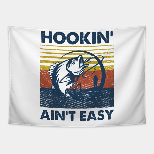 Fishing Hookin' Ain't Easy Vintage Shirt Tapestry by Bruna Clothing
