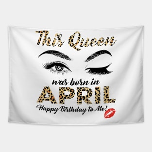 This Queen Was Born In April Leopard Pattern Tapestry