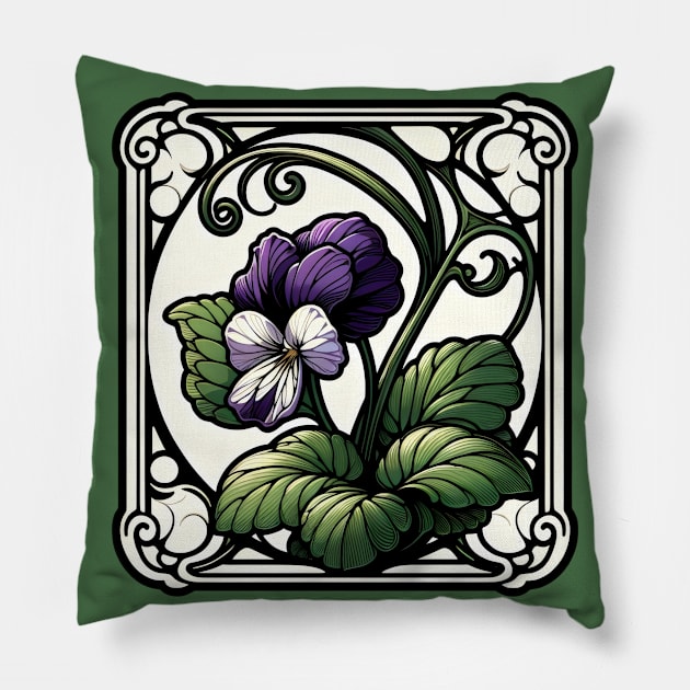 Art Nouveau violet February Birth month Flower Pillow by OddHouse