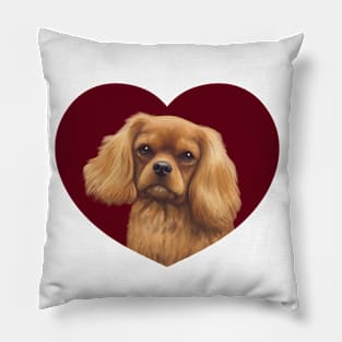 Cavalier King Charles Spaniel - Ruby in a Heart Pillow