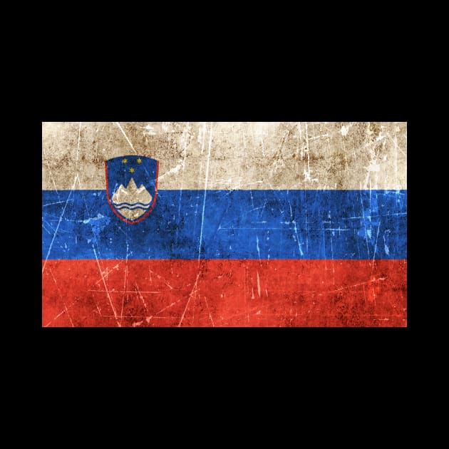 Vintage Aged and Scratched Slovenian Flag by jeffbartels