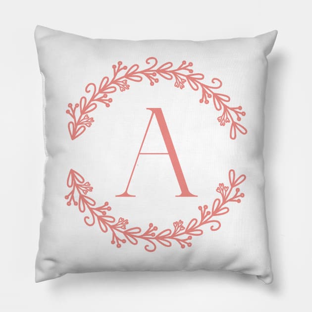 Pink Monogram- Letter A Pillow by RosegoldDreams