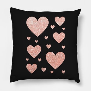 Light Rose Gold Faux Glitter Hearts Pillow