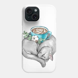 Cat and coffee Phone Case