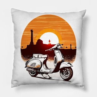 Vespa Sunset Design - Original Artwork Pillow