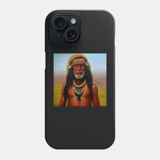 Portrait of Australian Aborigine shaman Phone Case by Colin-Bentham