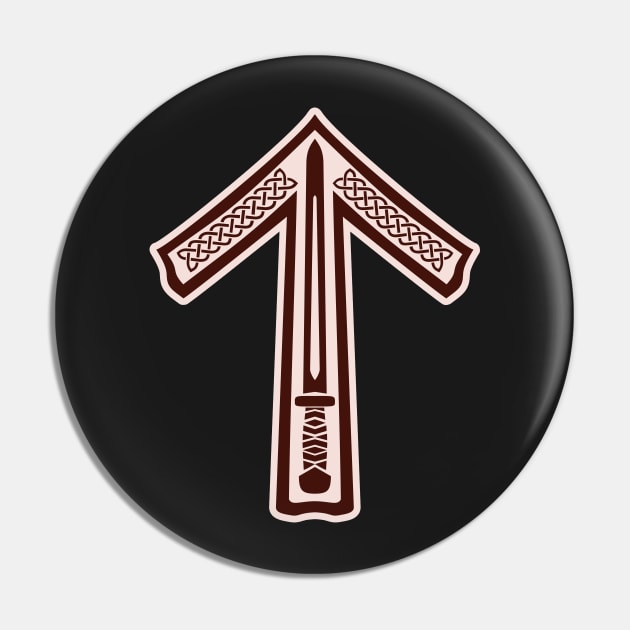 Tyr / Tiwaz - Bone and Burnt Wood Inverted - Viking / Norse / Saxon Futhark Rune Pin by SolarCross