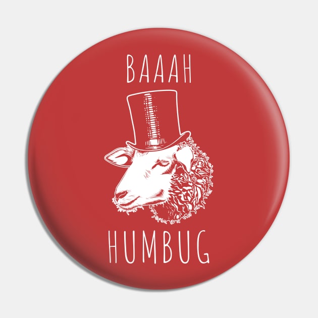 Baaah Humbug Grumpy Holiday Sheep Pin by Wasabi Snake