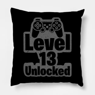 Level 13 Unlocked 13th Birthday 13 Years Old Gift Funny Birthday Gift Pillow
