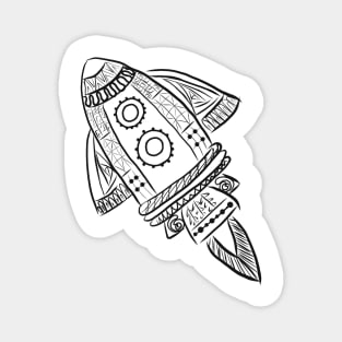 Rocket Space Ship Line Drawing Magnet