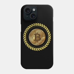 Bitcoin symbol with laurel circle wreath Phone Case