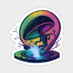 Alien Emerging from Galactic Vinyl Record Magnet