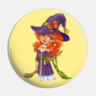 Hallowween Witch Chibi Pin