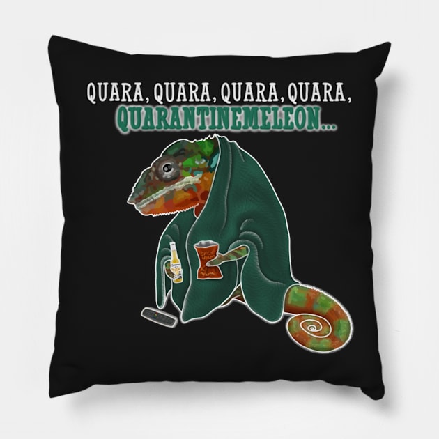 Quarantinemeleon - Chameleon showing how to self care while quarantined Pillow by AlmightyClaire