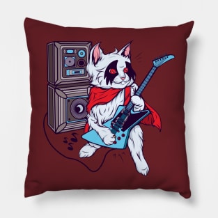 cat playing guitar illustration Pillow